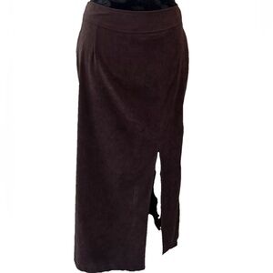 Giorgio Fiorlini collection brown poly stretch back zip 90s Y2K maxi skirt Sz 4
